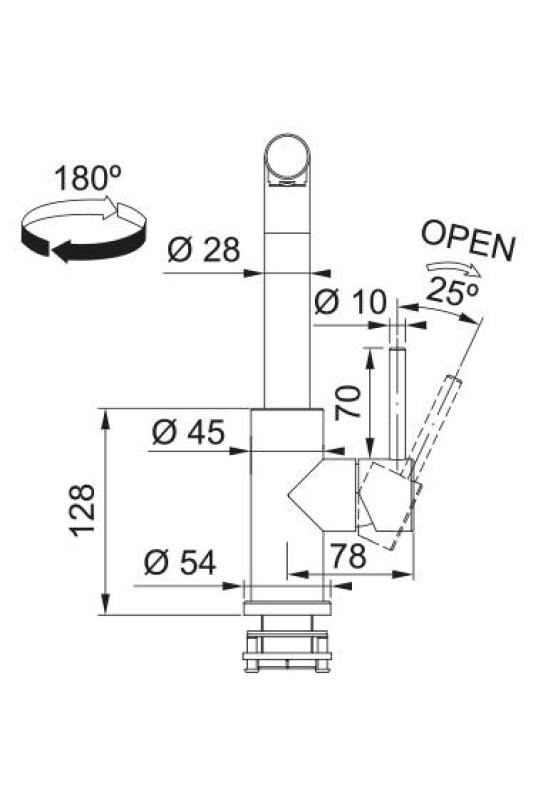 Franke Smart Glenda Baterie de Bucătărie cu Gură Rotativă din Oțel Inoxidabil 115.0706.985