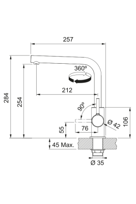 Franke Lina L Robinet de bucătărie cu ieșire rotativă Onyx 115.0728.478