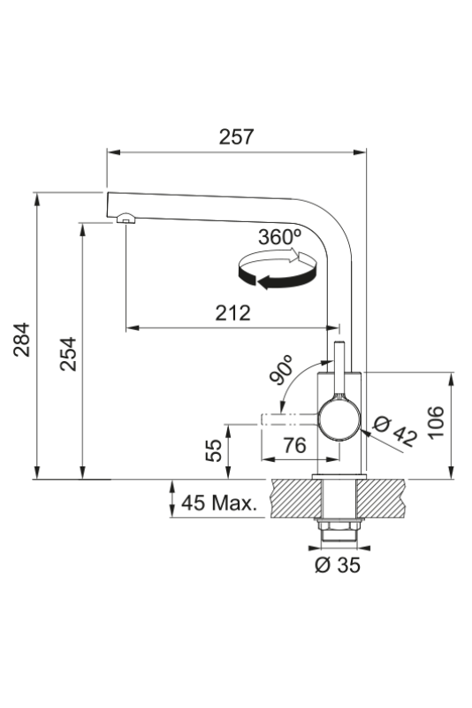 Baterie de bucătărie Franke Lina L cu gura rotativă, gri piatră 115.0728.480