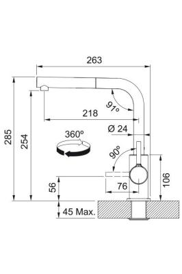 Franke Lina L Robinet de bucătărie gri piatră cu țeavă extensibilă 115.0728.486