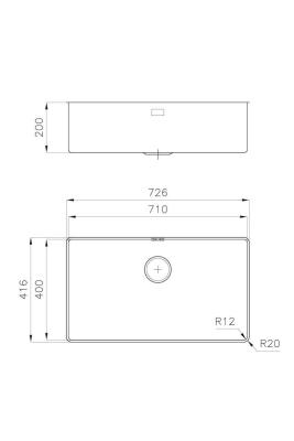 Chiuveta din inox Foster Phantom Slimline, 71x40cm, montare sub blat pentru blaturi ceramice 1208971121