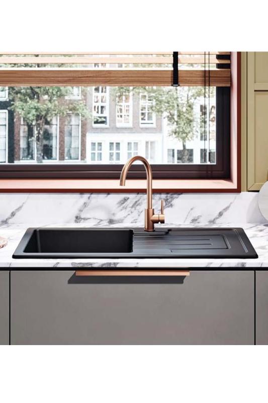 Ausmann Ceramic Sylva Chiuvetă Ceramică Neagră cu Zonă de Scurgere 1000 x 500 mm 1208971125