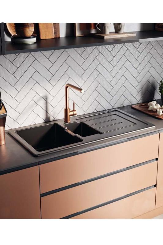 Ausmann Ceramic Sylva 1,5 Chiuvetă ceramică mată neagră cu zonă de scurgere 1000 x 500 mm 1208971127