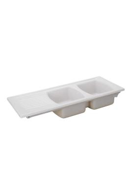Ausmann Ceramic Crest Chiuvetă dublă ceramică albă cu zonă de scurgere 1205 x 500 mm 1208971132