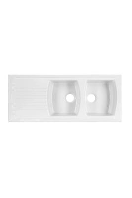 Ausmann Ceramic Crest Chiuvetă dublă ceramică albă cu zonă de scurgere 1205 x 500 mm 1208971132