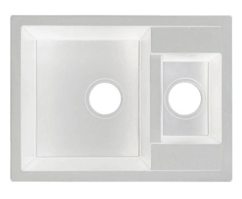 GraniteMy Smart extra adâncime redusă 1,5 chiuvetă de granit montată pe alb 58x44cm cu dop de cupru 1208970052