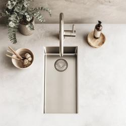 Pure.Sink Exclusivo mică chiuvetă din inox 18x40 cm, rază de 10mm pentru montare sub blat, la nivel cu blatul sau suprafața PEX1840-02