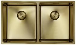 Pure.Sink Prestige Dublă chiuvetă aurie 70x40 cm cu raza de 10mm pentru montare sub blat, la nivelul blatului și suprafață PPG343440-60