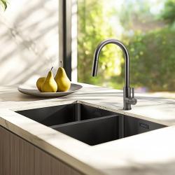 Pure.Sink Prestige Dublă chiuvetă din metal de armă 70x40 cm, rază de 10mm, montaj sub blat, montaj la nivelul blatului și montaj superior PPG343440-61