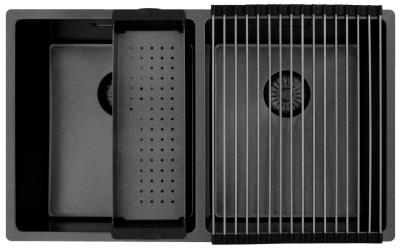 Pure.Sink Prestige Dublă chiuvetă Gun Metal 70x40 cm, rază de 10mm, montaj sub blat, montaj la nivelul blatului și montaj superior PPG343440-61