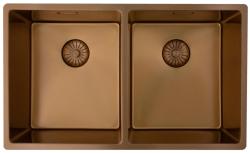 Pure.Sink Prestige Dublă chiuvetă de cupru 70x40cm, rază de 10mm, montare sub blat, montare la nivel și montare superioară PPG343440-62