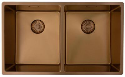 Pure.Sink Prestige Dublă chiuvetă de cupru 70x40cm, rază de 10mm, montare sub blat, montare la nivel și montare superioară PPG343440-62