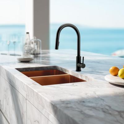 Pure.Sink Prestige Dublă chiuvetă de cupru 70x40cm, rază de 10mm, montare sub blat, montare la nivel și montare superioară PPG343440-62