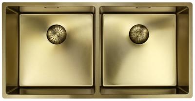 Pure.Sink Prestige Chiuvetă dublă aurie 82x40 cm radius de 10mm montare sub nivel, montare la nivel și suprafață PPG404040-60