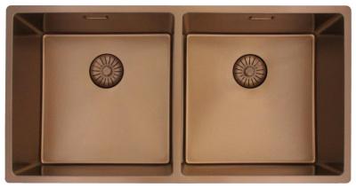 Pure.Sink Prestige Dublă chiuvetă de cupru 82x40 cm, rază de 10mm pentru montare sub nivel, la nivel și suprafață PPG404040-62