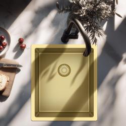 Pure.Sink Exclusivo Chiuvetă aurie 34x40 cm, cu rază de 10mm pentru montare sub blat, la nivel cu blatul sau suprafață PEX3440-60