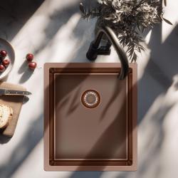 Pure.Sink Exclusivo Chiuvetă de cupru 34x40 cm cu rază de 10mm pentru montare inferioară, montare plană și suprafață PEX3440-62