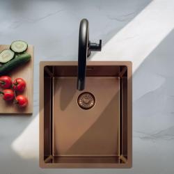 Pure.Sink Exclusivo Chiuvetă de cupru 34x40 cm cu rază de 10mm pentru montare inferioară, montare plană și suprafață PEX3440-62