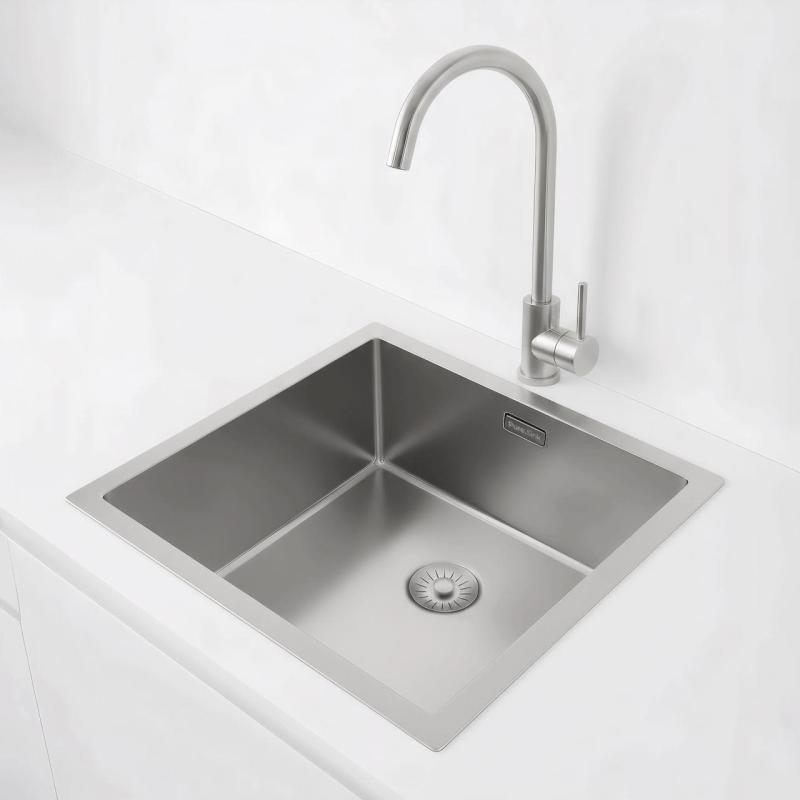 Pure.Sink Exclusivo Chiuvetă din inox 40x40 cm cu rază de 10mm pentru submontare, montare plană și supramontare PEX4040-02