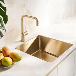 Pure.Sink Exclusiv Chiuveta de aur 40x40 cm, raza de 10mm, montare sub blat, montare la nivel și montare pe blat PEX4040-60