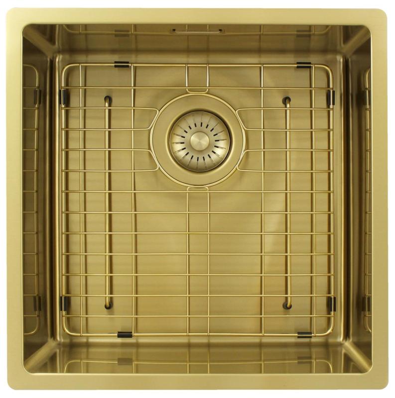 Pure.Sink Exclusivo Chiuveta de aur 40x40 cm, raza de 10mm, montare sub blat, montare la nivel și montare pe blat PEX4040-60
