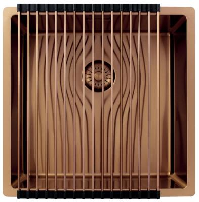 Pure.Sink Exclusivo Chiuvetă de cupru 40x40 cm, rază de 10mm, montare sub blat, montare la nivelul blatului și montare pe blat PEX4040-62
