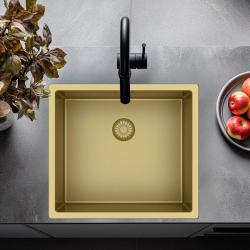 Pure.Sink Exclusivo Chiuvetă de aur 45x40 cm cu rază de 10mm pentru montare sub blat, montare la nivel și montare deasupra PEX4540-60