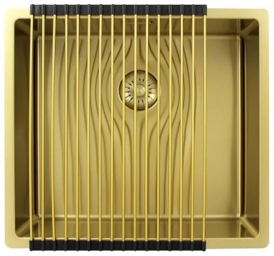 Pure.Sink Exclusivo Chiuvetă de aur 45x40 cm cu rază de 10mm pentru montare sub blat, montare la nivel și montare deasupra PEX4540-60