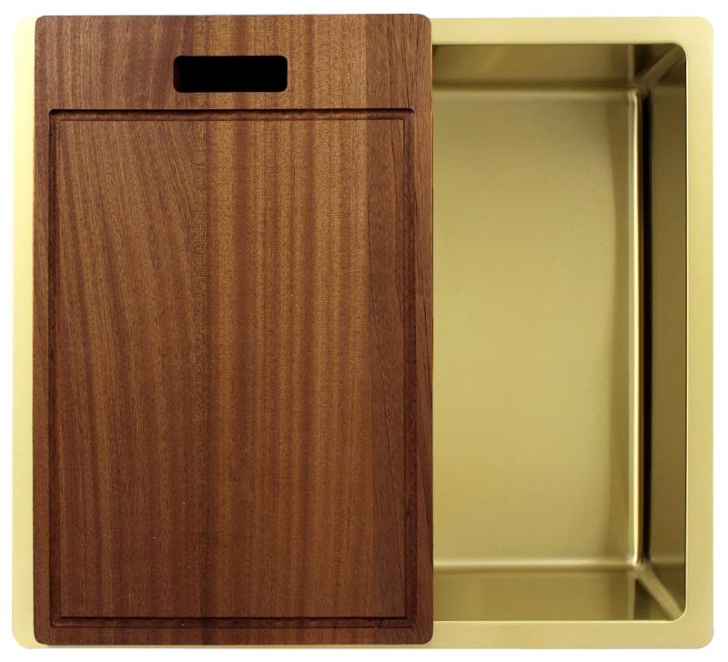 Pure.Sink Exclusivo Chiuvetă de aur 45x40 cm cu rază de 10mm pentru montare sub blat, montare la nivel și montare deasupra PEX4540-60