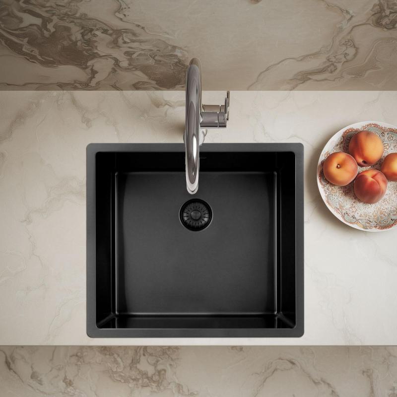 Pure.Sink Exclusivo Gun metal chiuvetă 45x40 cm, rază de 10mm pentru montarea de dedesubt, montare la nivel și montare deasupra PEX4540-61