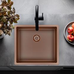 Pure.Sink Exclusivo Chiuvetă de cupru 45x40 cm, rază de 10mm pentru montare sub blat, montare la nivel și suprafață PEX4540-62