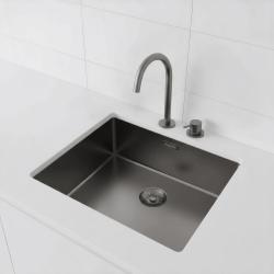 Pure.Sink Exclusivo Chiuveta Gun Metal 50x40 cm, raza de 10mm, montaj sub blat, montaj la nivelul blatului și montaj suprapus PEX5040-61