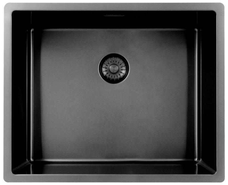 Pure.Sink Exclusivo Chiuveta Gun Metal 50x40 cm, raza de 10mm, montaj sub blat, montaj la nivelul blatului și montaj suprapus PEX5040-61