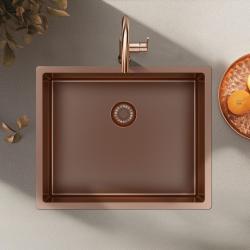 Pure.Sink Exclusivo Chiuvetă de cupru 50x40 cm cu rază de 10mm pentru montare sub blat, la nivel cu blatul și suprapusă PEX5040-62