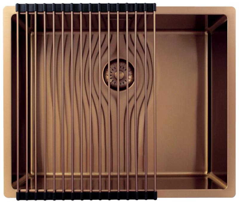 Pure.Sink Exclusivo Chiuvetă de cupru 50x40 cm cu rază de 10mm pentru montare sub blat, la nivel cu blatul și suprapusă PEX5040-62