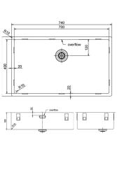Pure.Sink Exclusivo chiuvetă mare din inox 70x40 cm, raza de 10mm pentru montare sub blat, la nivel cu blatul și suprafața PEX7040-02