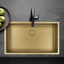 Pure.Sink Exclusivo chiuvetă mare aurie 70x40 cm, rază de 10mm pentru montare sub blat, la nivel cu blatul și suprapusă PEX7040-60