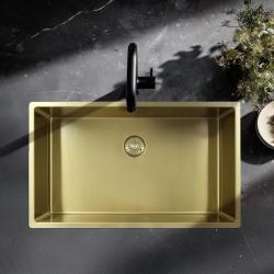 Pure.Sink Exclusivo chiuvetă mare aurie 70x40 cm, rază de 10mm pentru montare sub blat, la nivel cu blatul și suprapusă PEX7040-60