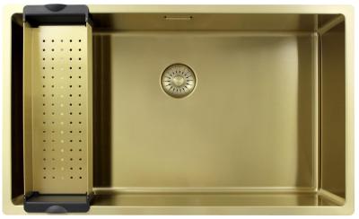Pure.Sink Exclusivo chiuvetă mare aurie 70x40 cm, rază de 10mm pentru montare sub blat, la nivel cu blatul și suprapusă PEX7040-60