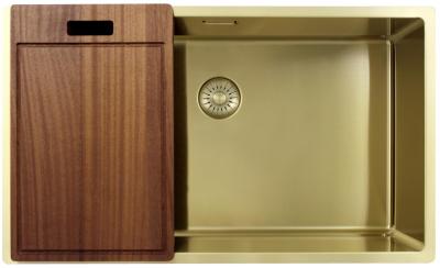 Pure.Sink Exclusivo chiuvetă mare aurie 70x40 cm, rază de 10mm pentru montare sub blat, la nivel cu blatul și suprapusă PEX7040-60