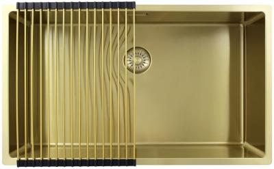 Pure.Sink Exclusivo chiuvetă mare aurie 70x40 cm, rază de 10mm pentru montare sub blat, la nivel cu blatul și suprapusă PEX7040-60