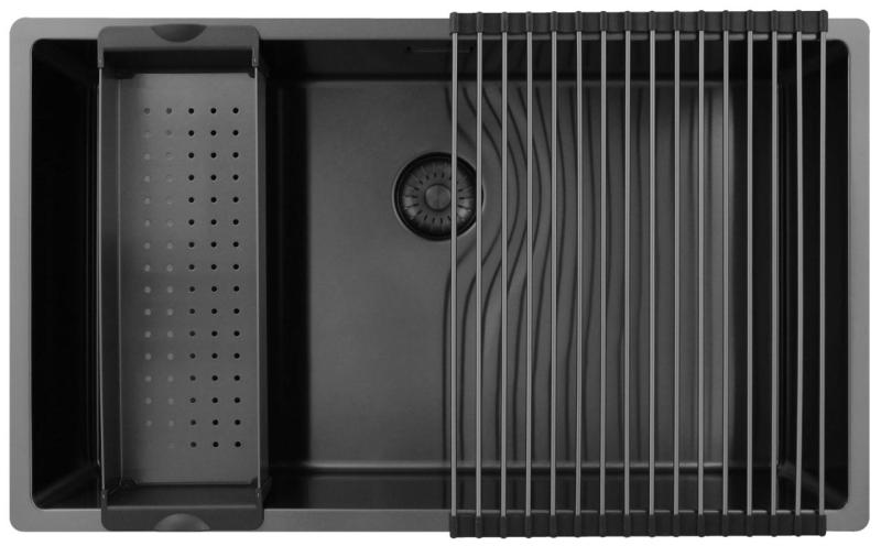 Pure.Sink Exclusivo chiuvetă mare Gun metal 70x40 cm, rază 10mm submontaj, montaj la nivel și suprafață PEX7040-61