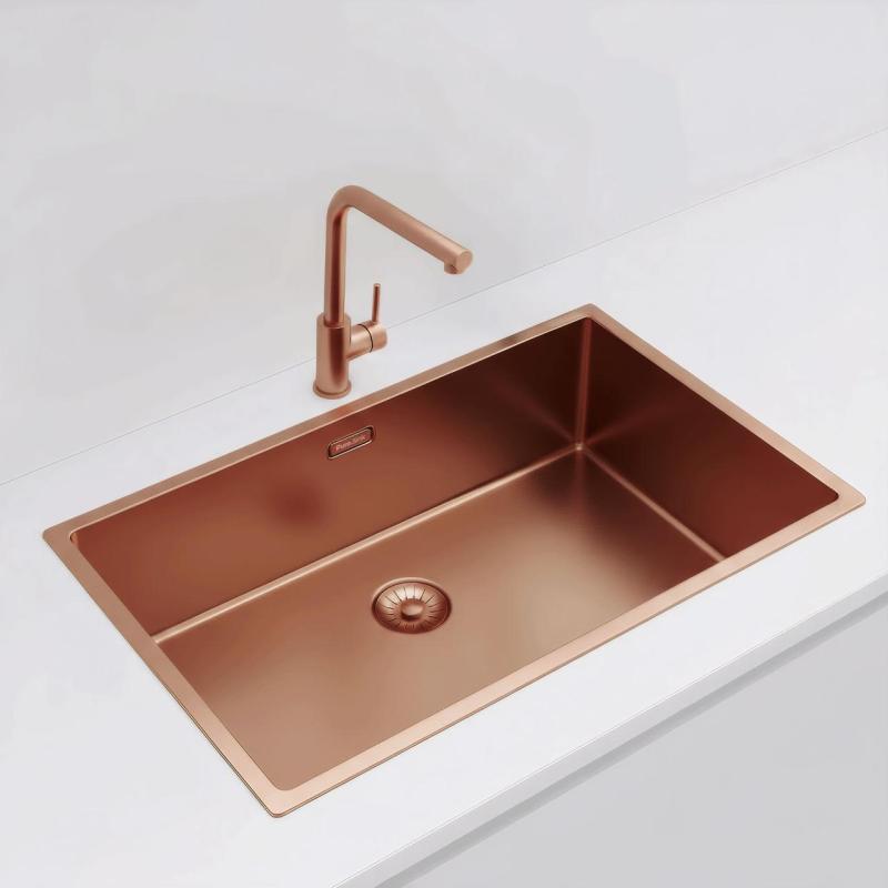 Pure.Sink Exclusivo chiuvetă mare de cupru 70x40 cm, rază de 10mm pentru montare dedesubt, la nivel și deasupra PEX7040-62