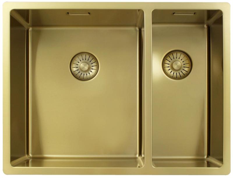 Pure.Sink Exclusivo Aurit 1,5 chiuvetă dublă de 34+18 cm cu rază de 10mm PEX341840-60