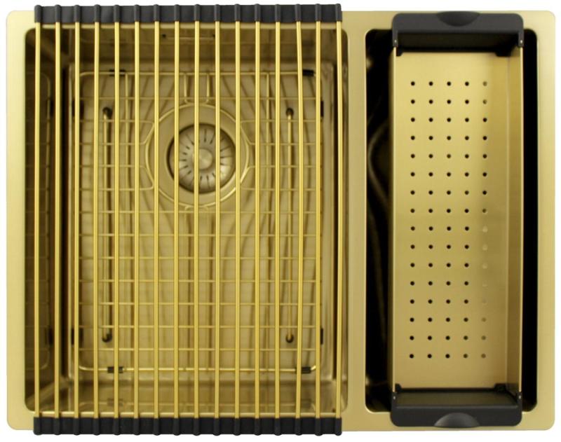 Pure.Sink Exclusivo Aurit 1,5 chiuvetă dublă de 34+18 cm cu rază de 10mm PEX341840-60