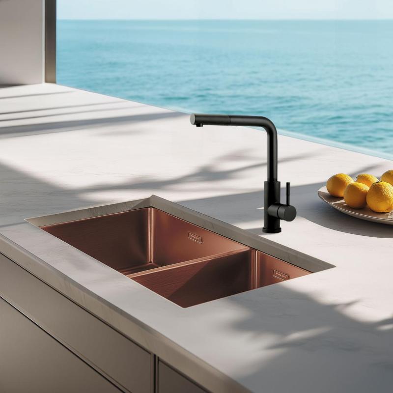 Pure.Sink Exclusivo Cupru 1,5 chiuvetă dublă 34+18 cm rază 10mm PEX341840-62