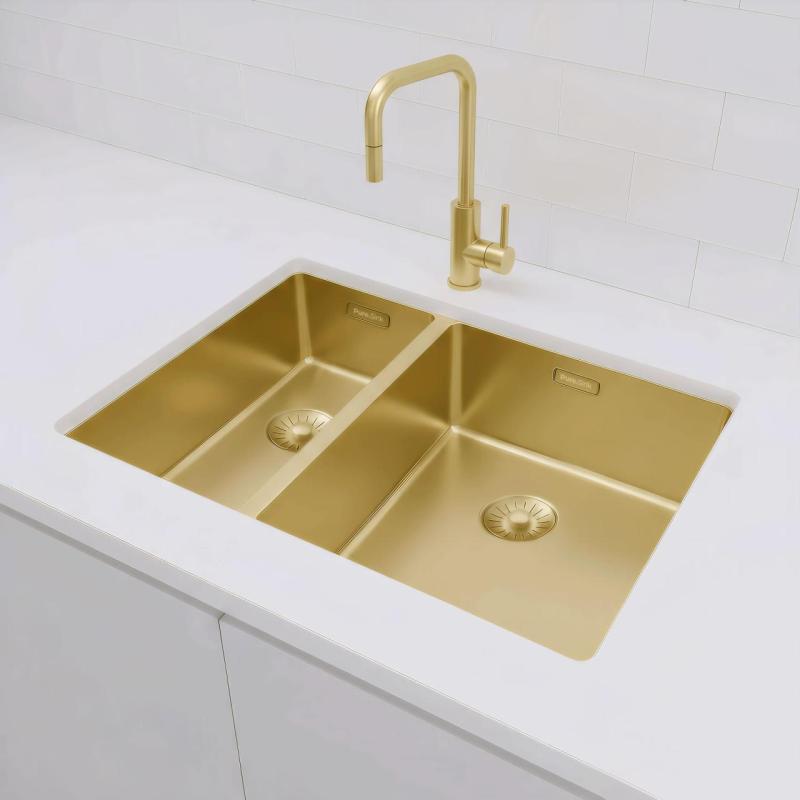 Pure.Sink Exclusivo Aur 1,5 o chiuvetă cu o jumătate de scurgere 18+34 cm rază de 10mm PEX183440-60