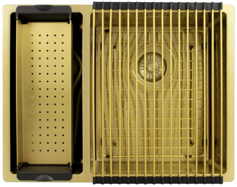 Pure.Sink Exclusivo Aur 1,5 o chiuvetă cu o jumătate de scurgere 18+34 cm rază de 10mm PEX183440-60