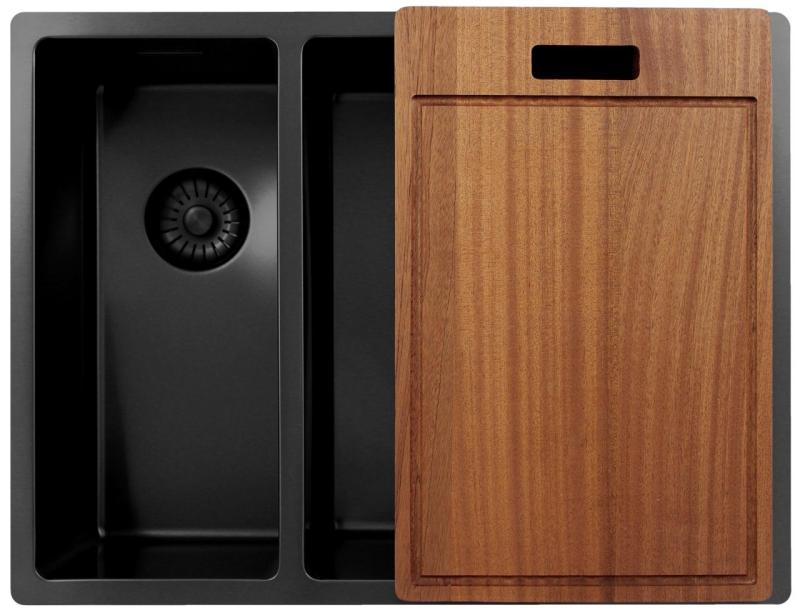 Pure.Sink Exclusivo Gun Metal 1,5 chiuvetă cu o jumătate de scurgere 18+34 cm raza de 10mm PEX183440-61