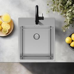 Pure.Sink Exclusivo Chiuvetă din oțel inoxidabil 44x52 cm Tapwing cu gaura pentru robinet, rază de 10mm PEX4040T-02